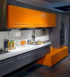 Kitchens In Orange Color Combination With Other Colors Photo