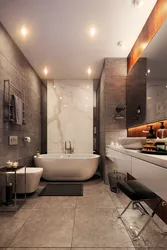 Bathroom Design In Gray Brown Tones