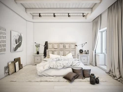 Loft bedroom design in light colors