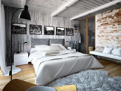 Açıq rənglərdə loft yataq otağı dizaynı