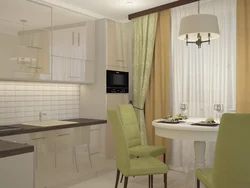 Small kitchen design in beige tones