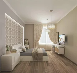 Photo of a bedroom and living room in the same style