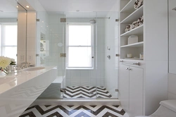 Bathroom interior with white floor
