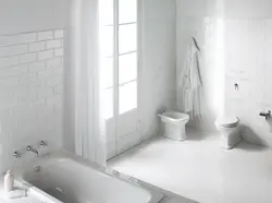 Bathroom interior with white floor