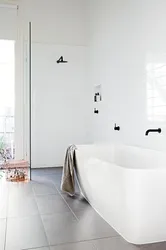 Bathroom interior with white floor