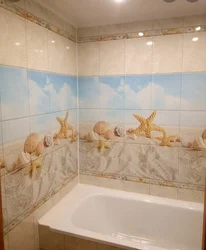 Bathtub with panels and tiles photo