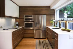Kitchen design corner modern wood effect