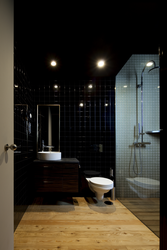 Bathroom Interior Black With Wood