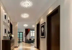 Lamps On A Suspended Ceiling In The Hallway Interior Photo