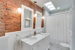 Кирпич в интерьере в ванной