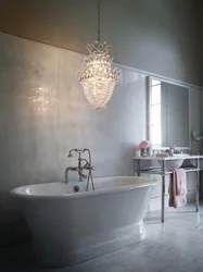 Chandelier in the bathroom design photo