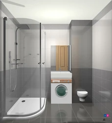 Bath Design With Shower And Washing Machine Photo