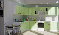 Kitchen interior with pistachio-colored furniture