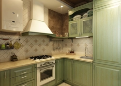 Kitchen interior with pistachio-colored furniture