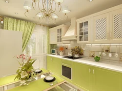 Kitchen interior with pistachio-colored furniture