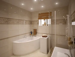Ашық түсті бұрыштық ваннасы бар ванна бөлмесінің дизайны