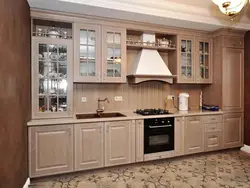 Kitchen design with wooden facades photo