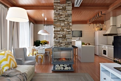 Living Room Kitchen Interior With Stove