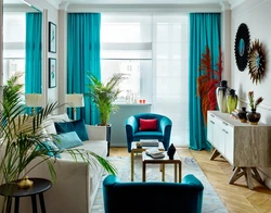 Photo Of A Living Room With A Sea-Green Sofa