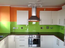 Kitchen design orange and light green