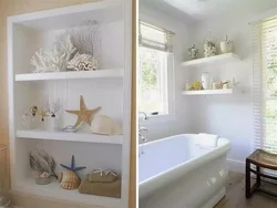 Shelves in bathroom interior design