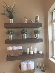 Shelves in bathroom interior design