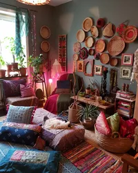 Boho қонақ бөлмесінің дизайны