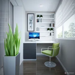 Office design in an apartment on the balcony
