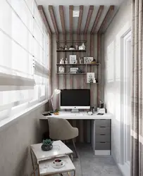 Office design in an apartment on the balcony