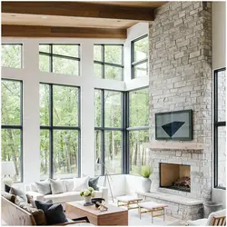 Photo of a house with panoramic windows in the living room