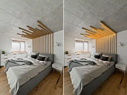 Bedroom Design With Slats On The Wall