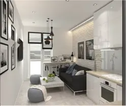 Kitchen design for a one-room apartment of 40 m2 in a new building