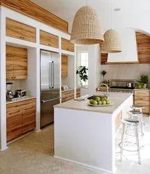 Kitchen combination of white and wood photo