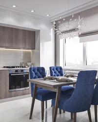 Living room kitchen design in blue