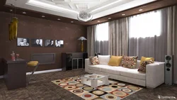Kitchen living room interior in brown tones