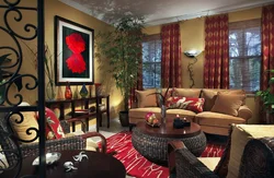 Living Room Interior In Red Colors
