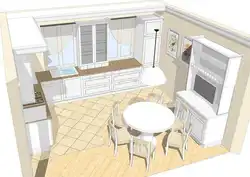 Дизайн кухни с окном и тремя дверьми