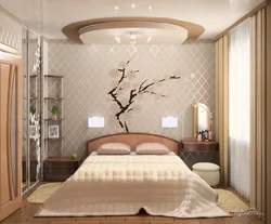 Bedroom 12 sq m design with bed and wardrobe
