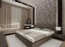 Спальня 12 кв м дизайн с кроватью и шкафом купе