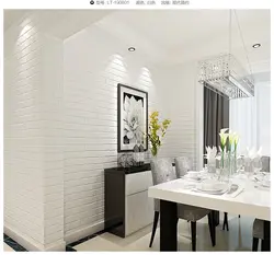 White brick wall design in kitchen