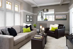Living room in gray brown photo