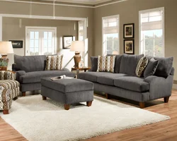 Living room in gray brown photo