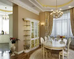 Design of a classic kitchen combined with a living room