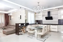 White Kitchens Combined With Living Room Photo