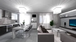 White Kitchens Combined With Living Room Photo