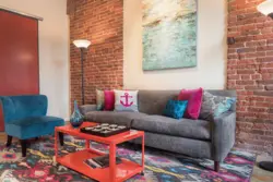 Red brick in the living room photo