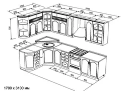 Дизайн кухни размеры шкафов