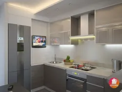 Kitchen design in one-room apartment p 44