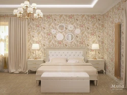 Combined light wallpaper for the bedroom, modern photos of interiors