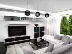 Черно белая кухня гостиная дизайн интерьера
